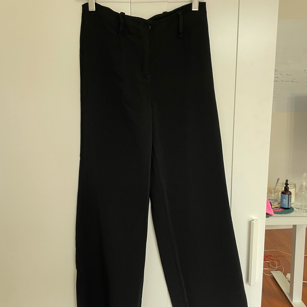 Black classic Zara dress pants women casual office high rise wide leg - Picture 3 of 4